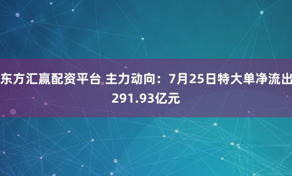 东方汇赢配资平台 主力动向：7月25日特大单净流出291.93亿元